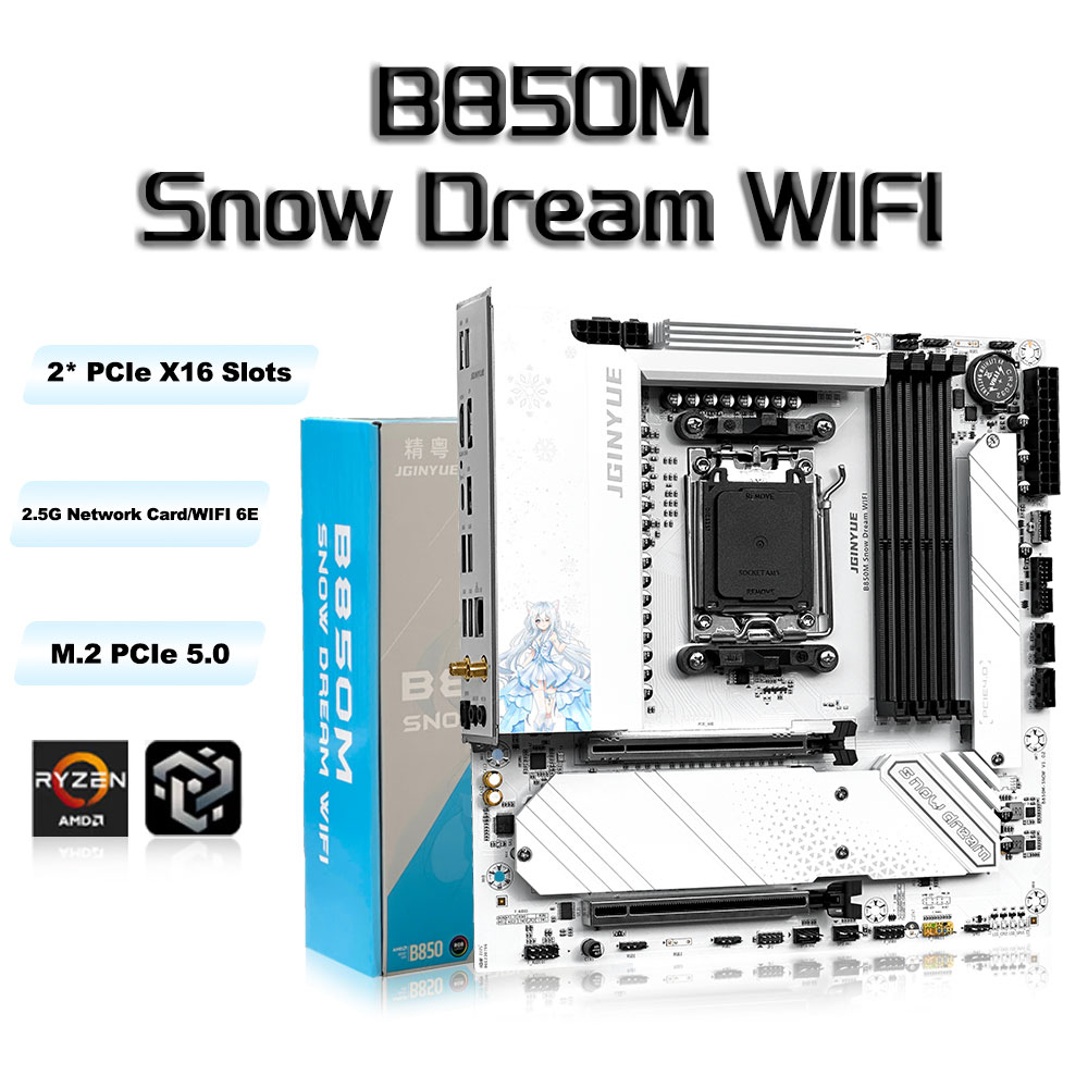 JGINYUE B850M Snow Dream เมนบอ - Am5 Micro Atx Pcie 5.0 Motherboard บทวิจารณ์และราคา